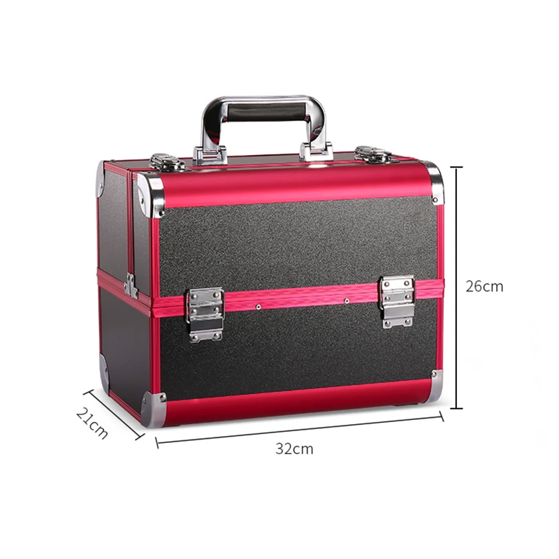 Makeup Train Case Pro Adjustable 4 Sliding Trays Cosmetic Case Storage Organizer Box Lockable Compartments 4