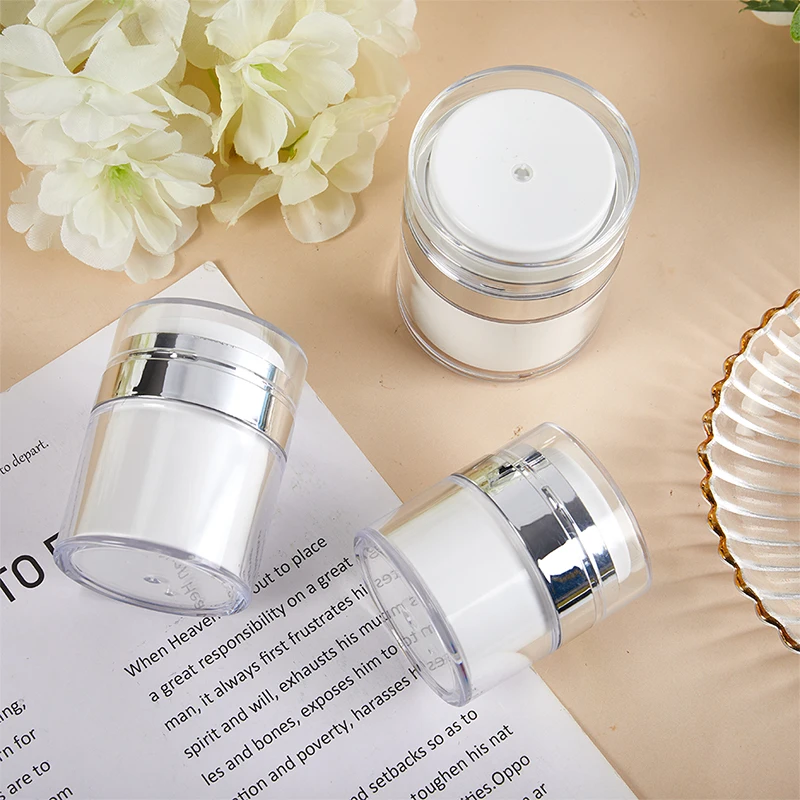 15/30/50ml Dispensing Bottle Vacuum Design Cream Bottle Refillable Press Type Moisturizer Pump Dispenser Airless Pump Jar 3
