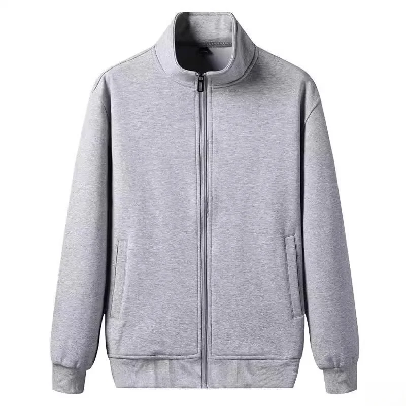 New 2025 American Sle Casual Hoodie Men's Spring Autumn Outdoor Loose Sports No Hat Top Zipper Closure Long Sve Pure Color