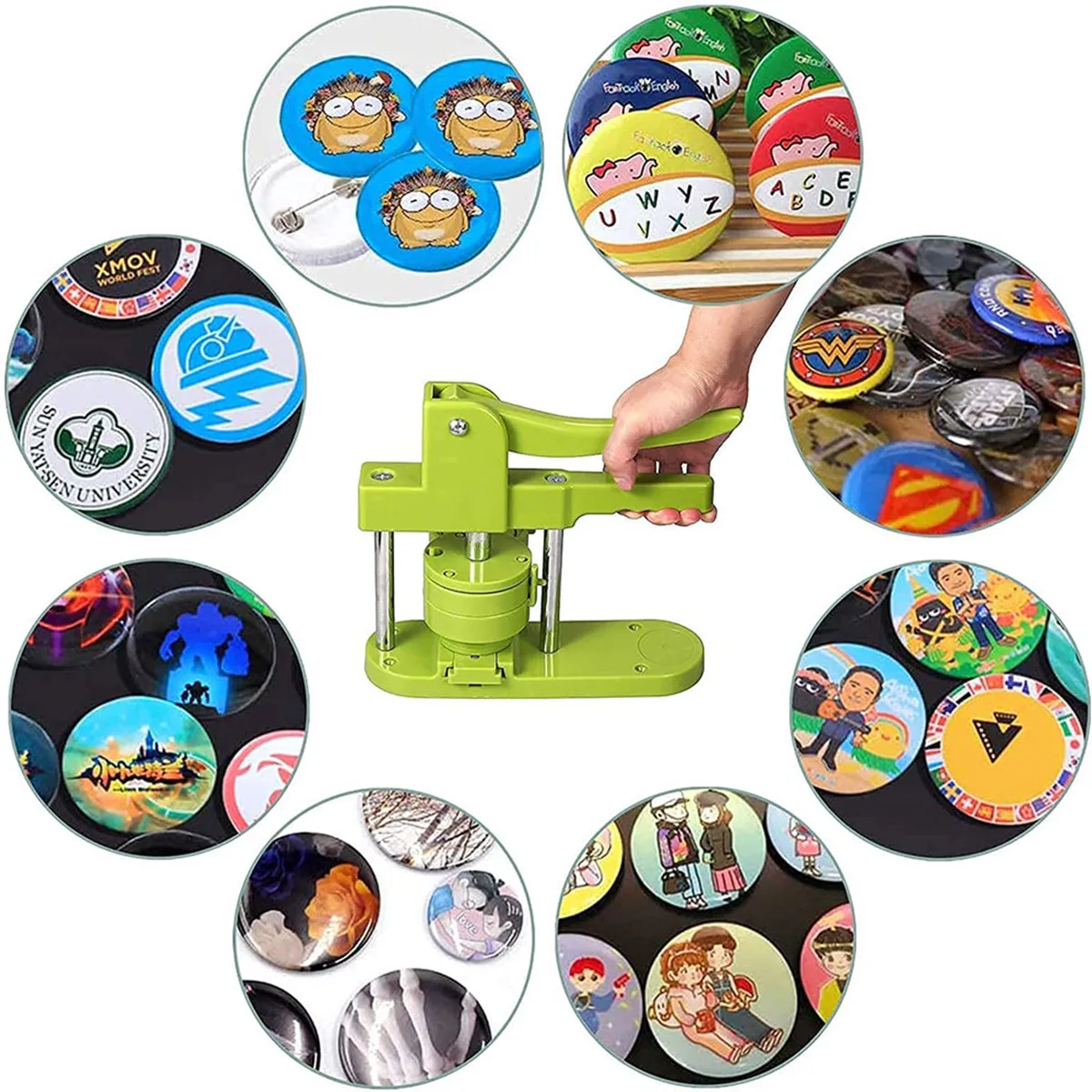 Button Maker Machine Button Maker Machine Multiple Sizes (25MM-58MM) Pin Badges Making Punch Press Machine with Replaceable Mold