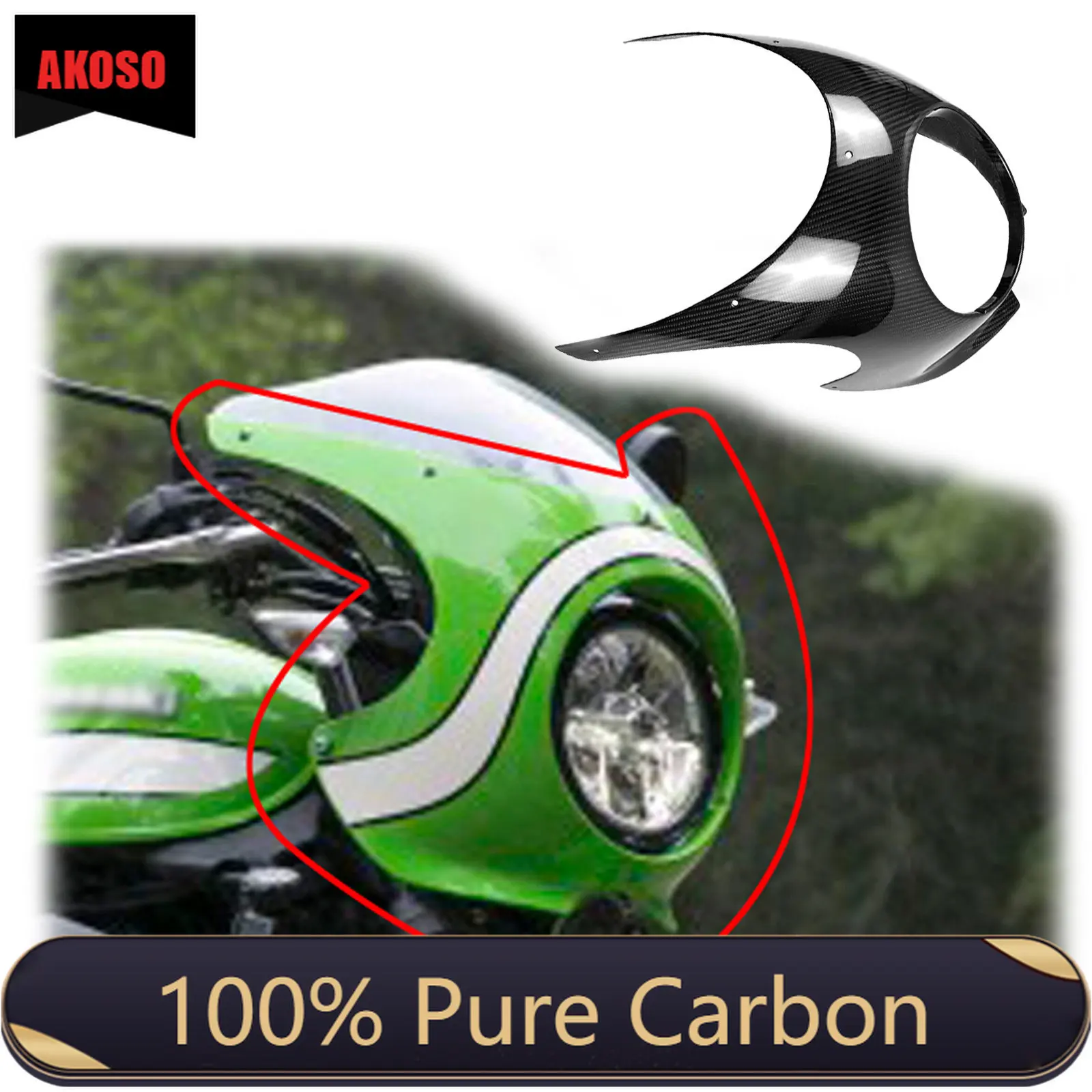 

3K Full Carbon Fiber Headlight Cowl Cover Lampshade Motorcycle Fairing Kits For Kawasaki Z900RS 2018 2017 2019 2020 2021 2022