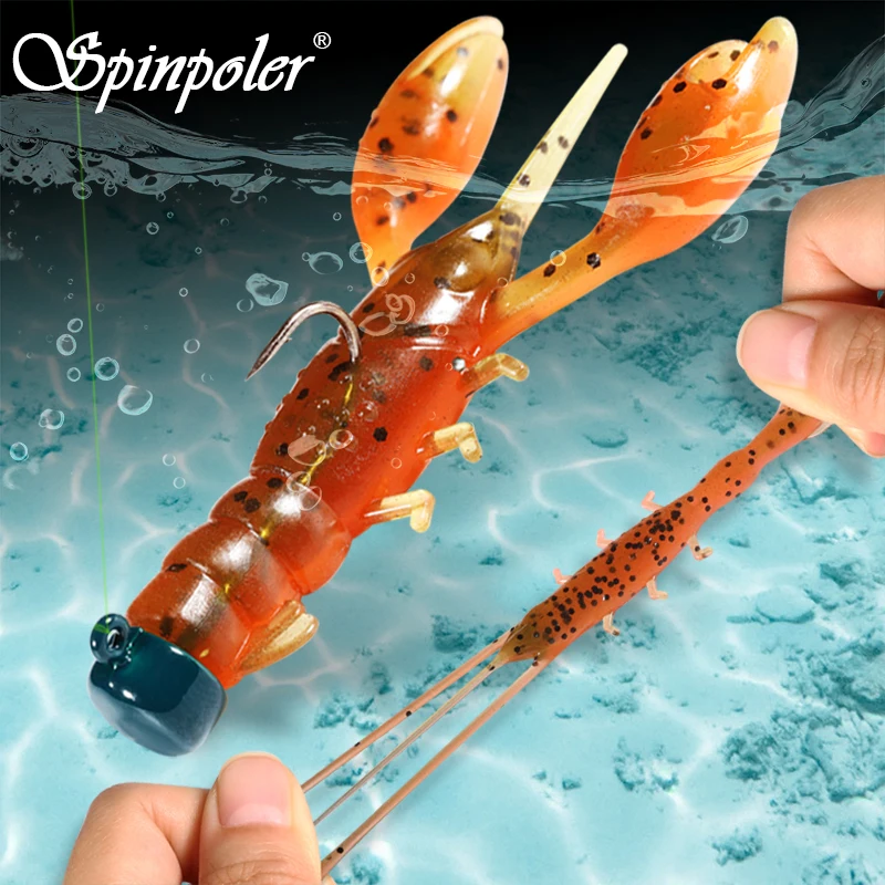 Spinpoler 6,5 cm weicher Köder, künstlicher Köder, Garnelenkreatur, TPR, schwimmender Langusten, Ned-Rigging, Seebarsch, Salzwasser-Angelgerät