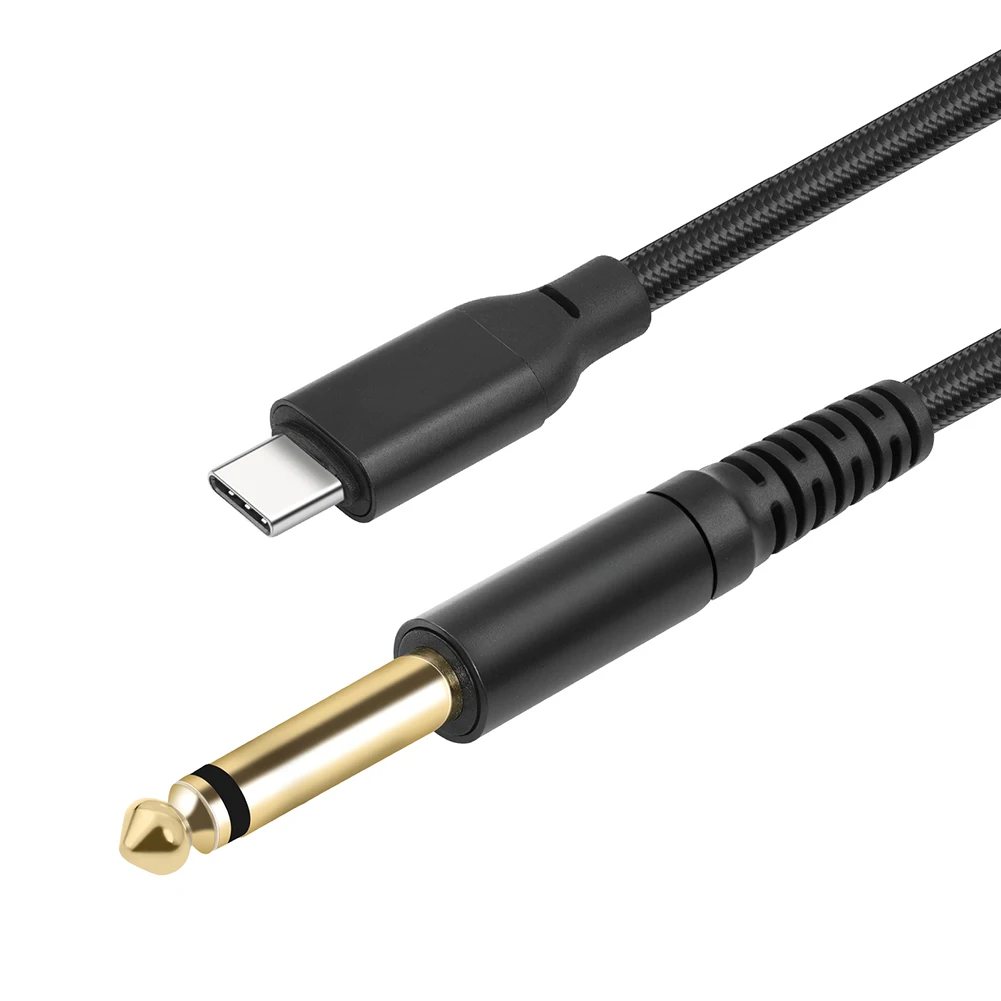 1/2/3M USB Type-C to 6.35mm 1/4 TS Guitar Audio Stereo Cable with Gold-Plated Connector for Home Theater Mixer Electric Bass