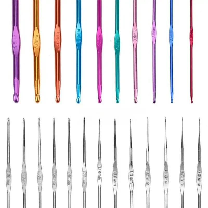Sweater Needle Knitting Tool Set with 22 Metal Crochet Hooks Including 100 DIY Accessories Set Portable Storage Bag 1 Set