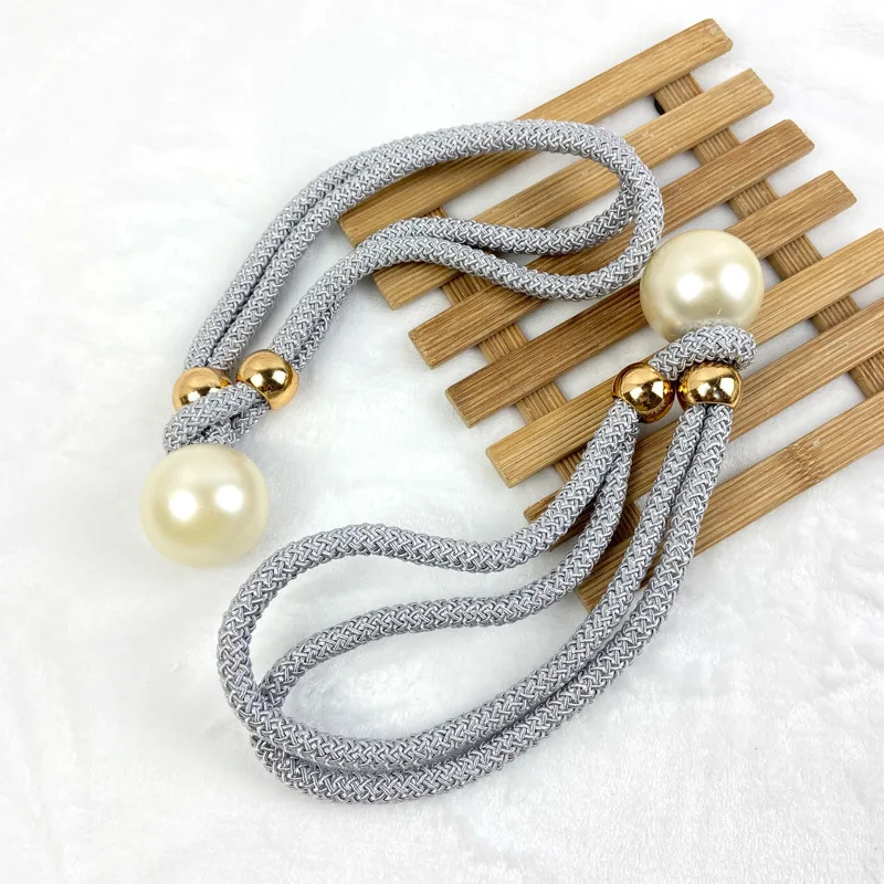 Description Picture 6 of itemCurtain Tiebacks Pearl Ball Buckle Curtain Home Decor Curtain Weave Clips Rope Straps Holder Window Treatment Accessory