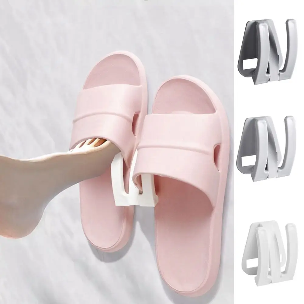 

Bathroom Wall Mounted Slipper Organizer Home Drillless Drying Shoe and Clothes Rack Household Tools