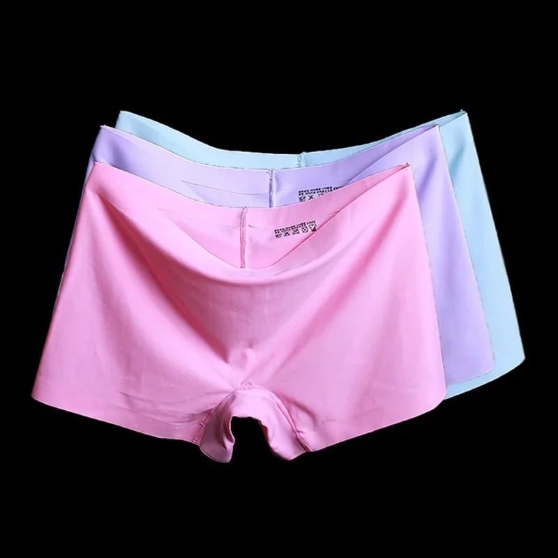 Safety Shorts Women Shorts Underwear Summer ice silk ladies breathable four-corner boxer shorts solid color cotton file anti-empty safety pants women