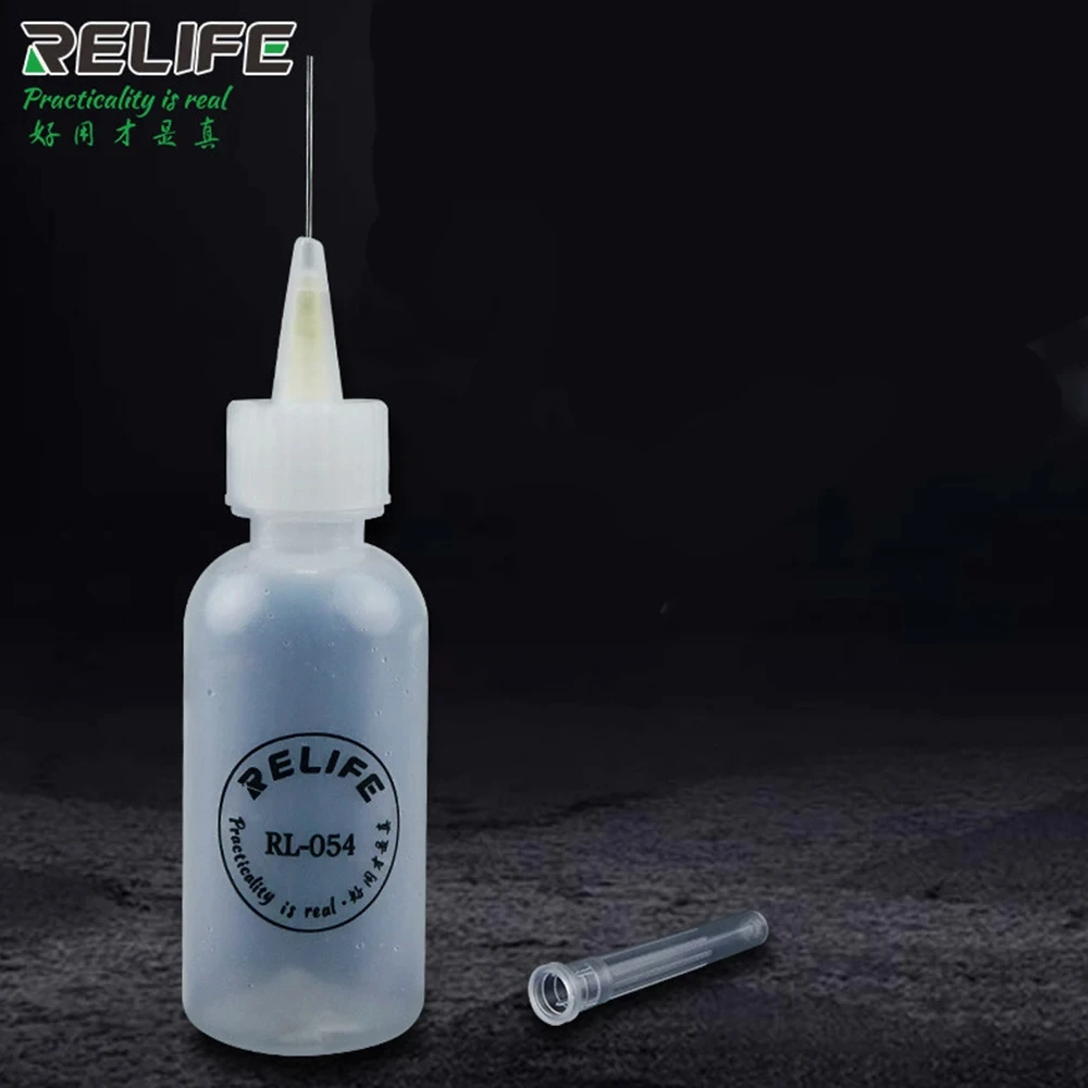 Empty Liquid Bottle Alcohol Bottle Liquid Dispenser RELIFE RL-054 50ML Solvent Bottle Needle Tip Soldering Cleaning Flux Alcohol Oil Dispensing Plastic Hand Bottle Cleaner