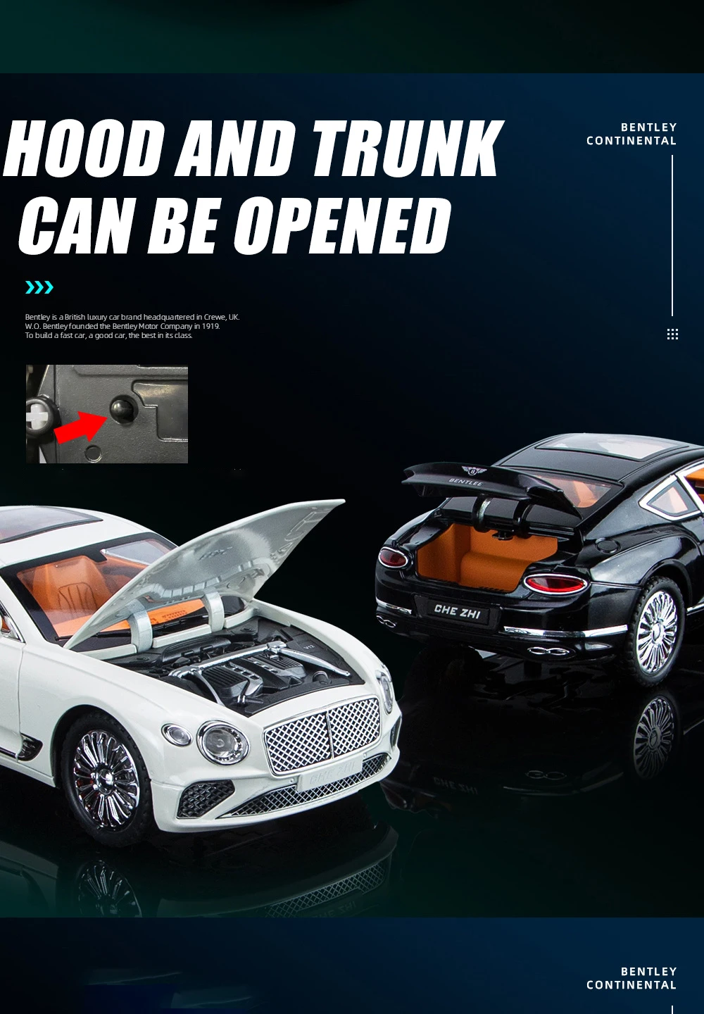 1/24 Bentley Continental GT Metal Vehicle Alloy Model Car