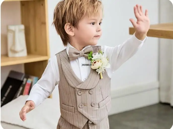 Boys Suit Set Baby Kids Beaufitul Photograph Suit Flower Boys Luxurious Birthday Dress Children Formal Wedding Performance Dance Tuxedo Wear