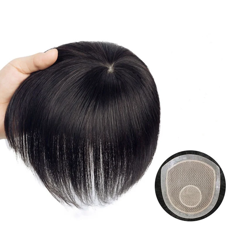 Toupee Color: 3#, Toupee Density: 90%, Length: 10 Inches - Silk Base Top With PU Men Toupee Male Breathable Men's Capillary Prosthesis 100% Real Natural Hair Replacement System Unit Wigs