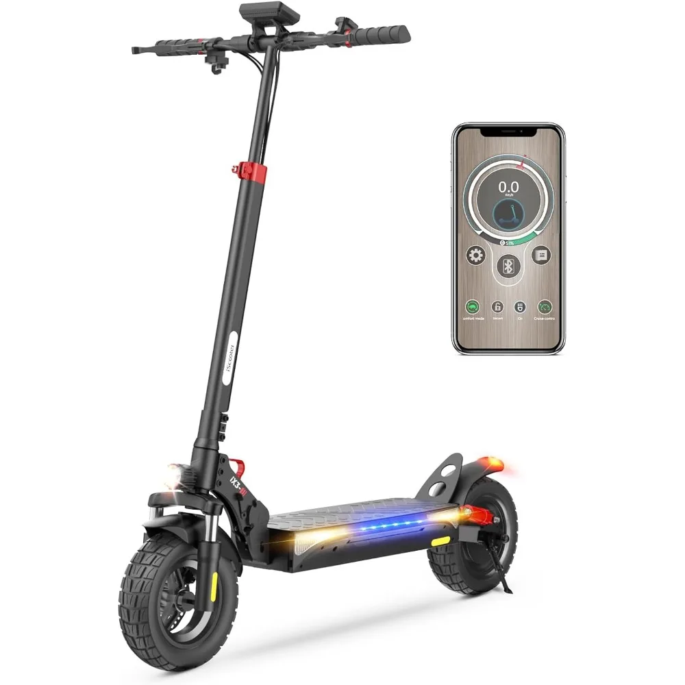 

Electric Scooter Adults, 10" Off Road Pneumatic Tubeless Tires, Foldable Scooter with APP, Motor E-Scooter Up to 25 Miles Range