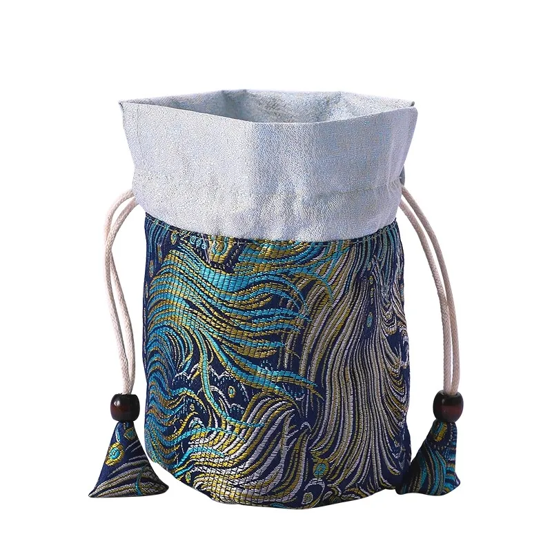 Premium Tea Cup Pouch - Luxury Satin Drawstring Bag for Single Cup Storage - Elegant Handmade Chaxi Tea Accessory Gift