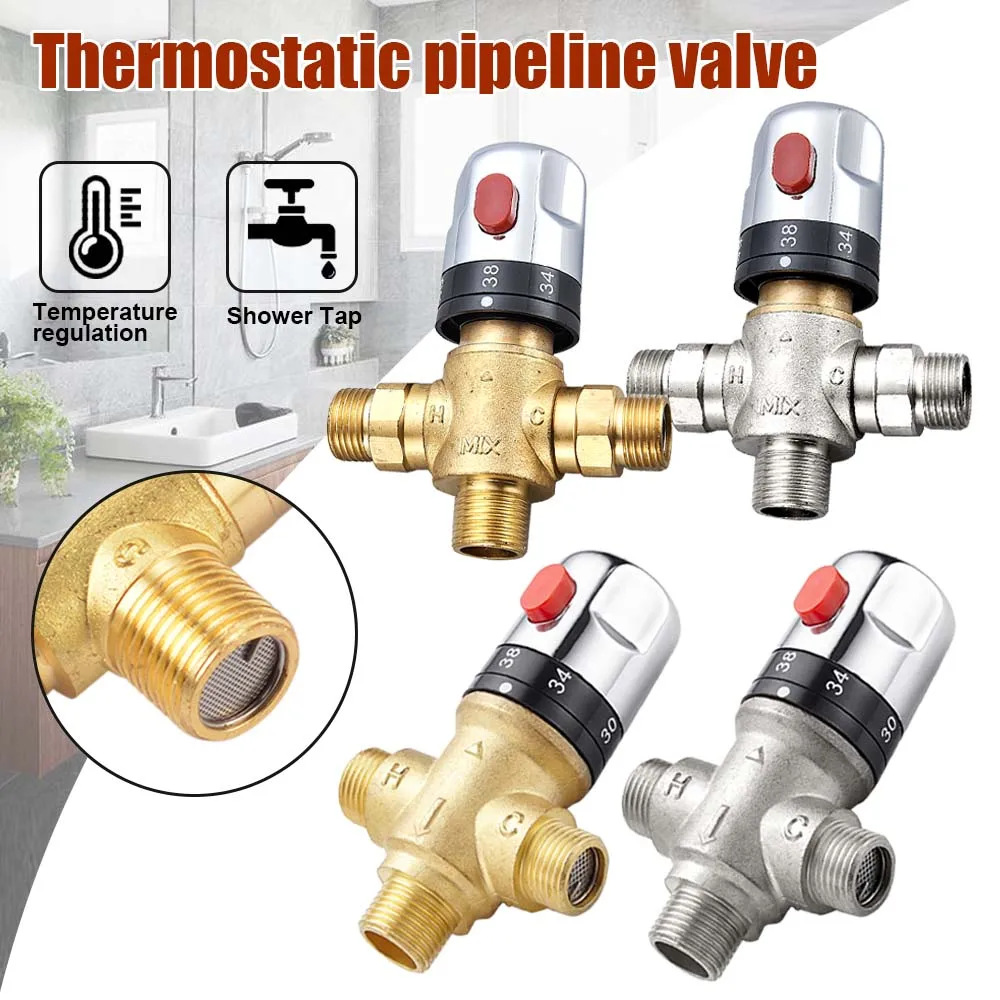 Brass Thermostatic Mixing Valve Water Temperature Pipe Thermostat Valve Regulator Shower Solar Water Heater Faucet Tap Valve