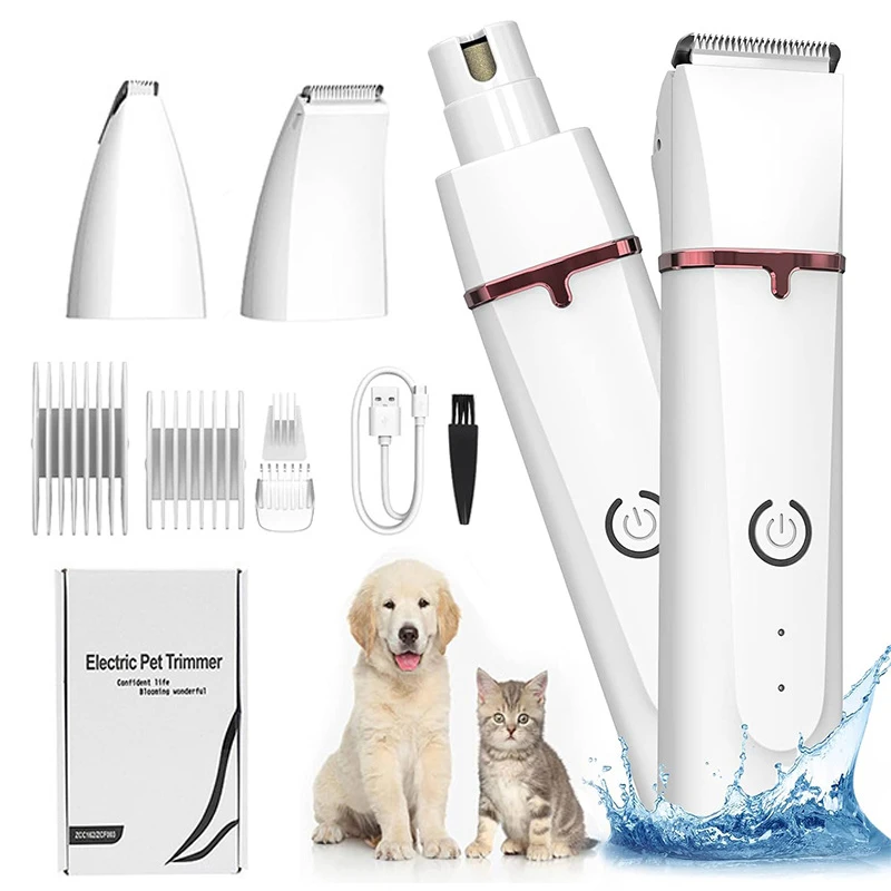 

Multifunction Pet Shaver Electric Hair Trimmer with 4 Blades Grooming Clipper Nail Grinder Professional Recharge Dog Cat Haircut