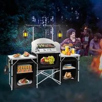 Cuisine Mobile de Camping en plein air, Station de cuisine pliable et Portable, Table de cuisine de Camping avec rangement, offre spéciale 5