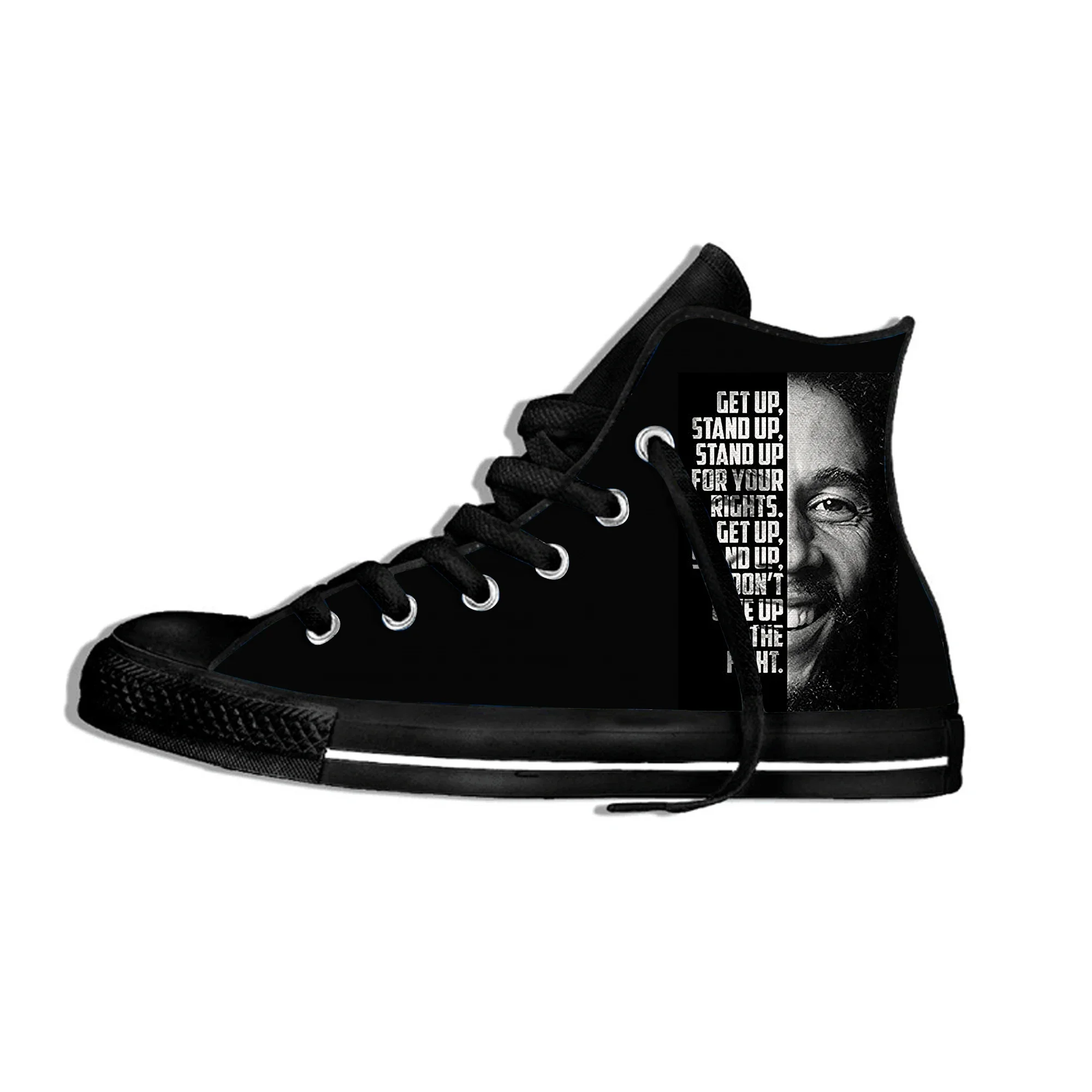 Hot Summer Get Up Stand Up Novelty Design Fashion Lightweight High Top Canvas Shoes Men Women Casual Breathable Classic Sneakers