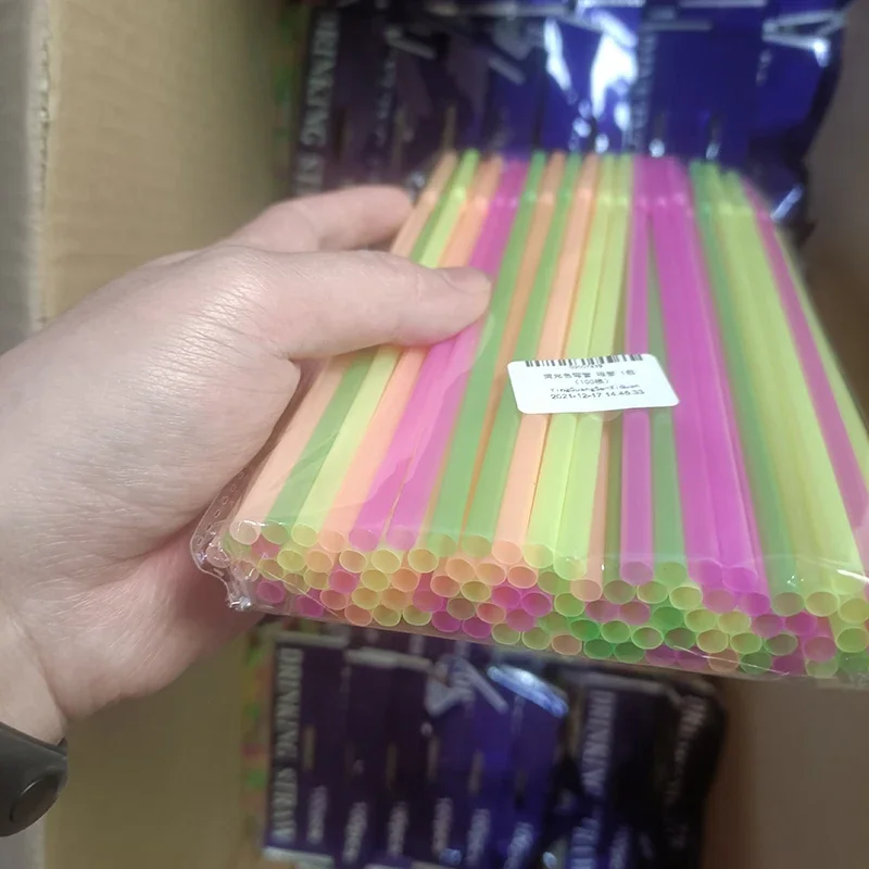 Disposable Plastic Straws 5 Models 100 Pcs Straws Drinking Kitchenware Bar Wedding Party Cocktail