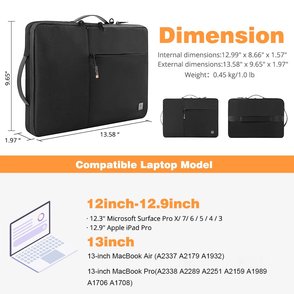 Wiwu Bolsa para Portátil 15.6 Dupla Camada Lidar com Bolsa para Macbook ar 13 Case à Prova Impermeável Água Náilon Portátil Manga para Macbook Pro 13 - Imagem 2