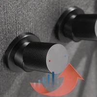 AITANA – système de douche de plafond en laiton gris, pistolet minimaliste, double poignée intégrée cachée, eau froide et chaude, mélangeur de salle de bains à 2 fonctions 5