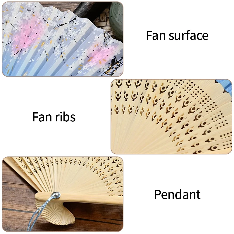 Wooden Silk Folding Fan Summer Decoration