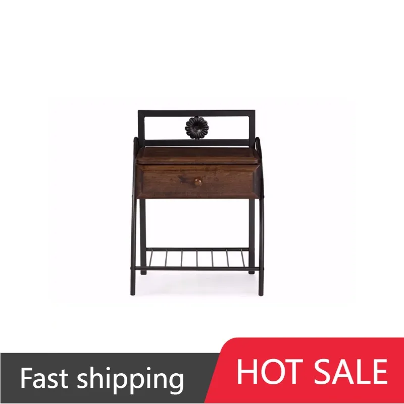 

Baxton Studio Jevenci Vintage Industrial Black Finished Metal Nightstand