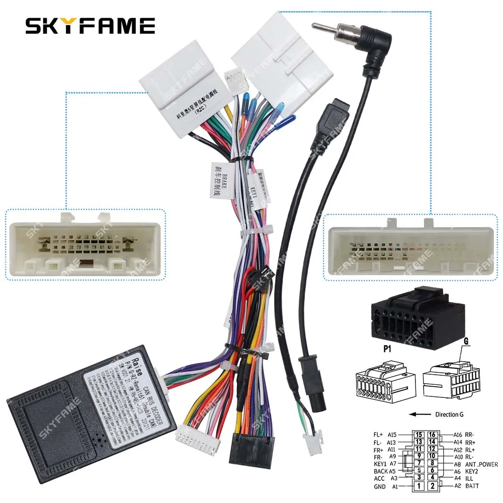 Car 16pin Wiring Harness Adapter Canbus Box Decoder Tesla Android Radio Power Cable for Renault Koleos Clio 5 G-RZ-RenaIt61