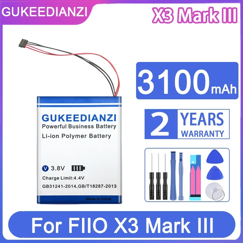 

GUKEEDIANZI Replacement Battery 3100mAh For FIIO X3 Mark III Player Speaker Digital Batteries