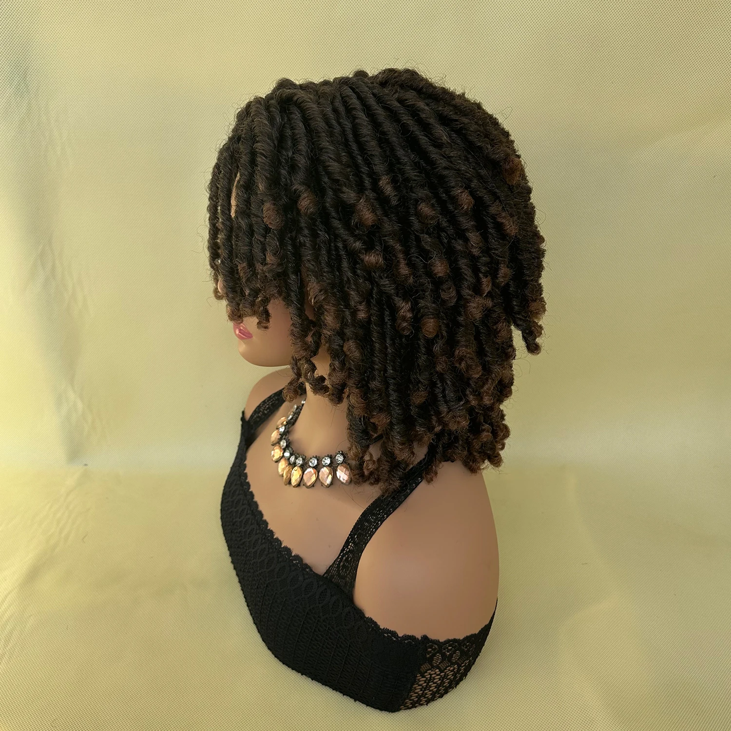 Synthetic Dreadlock Wigs Cheap Short Curly Braided Twist Wigs For Black Women Ombre Red Brown Synthetic Wig