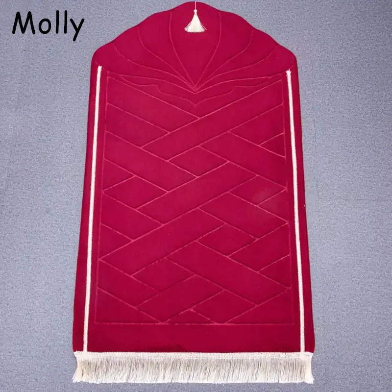 

Carpets Flannel Prayer Mat for Muslim Ramadan Thick Printing Carpet Worship Kneel Embossing Floor Mat Non-slip Travel Prayer Rug