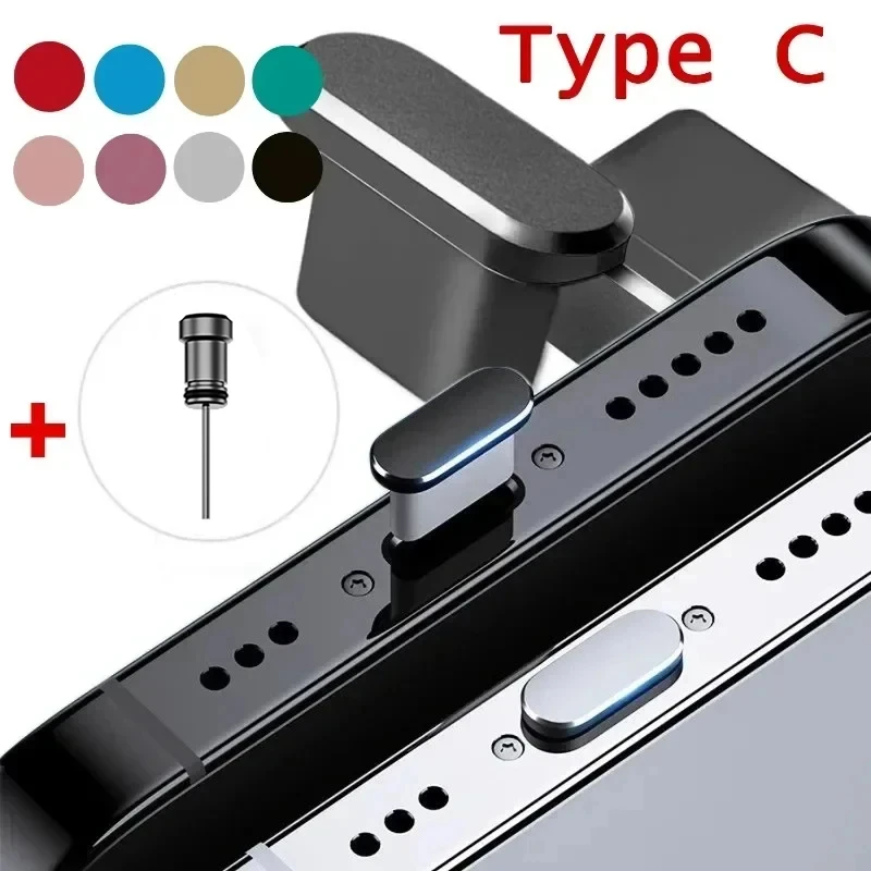 Phone Dust Plugs Type C Phone Dust Plug Set USB Type-C Port 3.5mm Earphones Jack Plug For Samsung Huawei Xiaomi iPhone ipad Apple Airpods