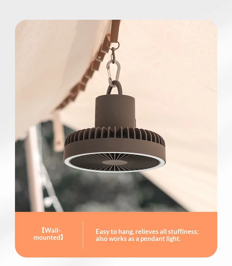 HOMEFISH Portable Rechargeable Camping Fan 4000mAh 10000mAh Wireless Ceiling Desktop Fan with Power Bank LED Light