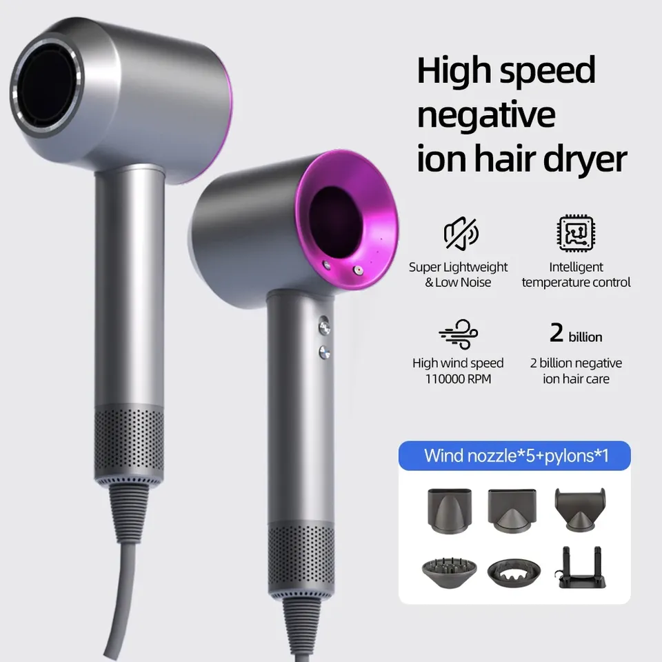 hair dryer with high speed and no blades High power silent and quick drying Portable Negative ion, suitable for home annd travel