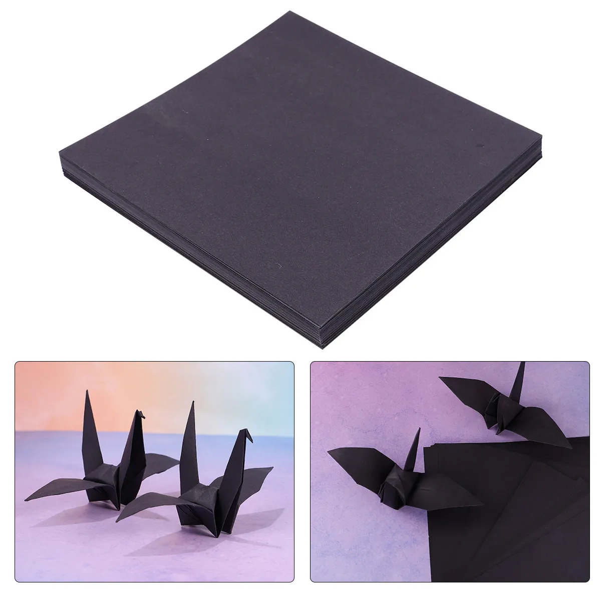 100Pcs Black Origami Paper Folding Sheets for DIY Handcraft Paper Crane Art Party Decorations Hand Craft Sheets - 4