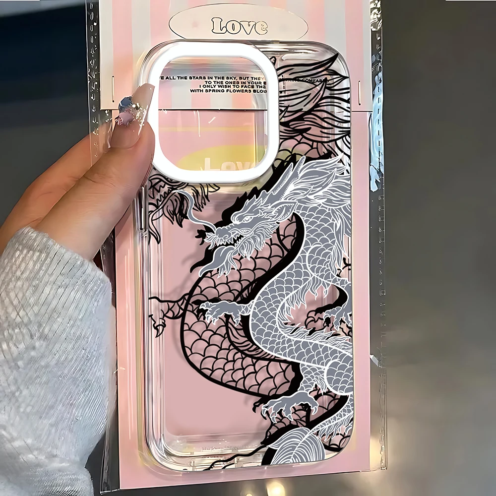 Elegant Chinese Dragon Clear TPU Phone Case - Trendy Fashion Design