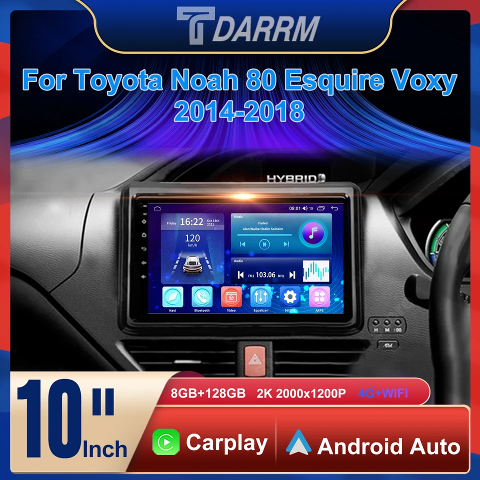 For Toyota Noah 80 Esquire Voxy 2014-2018 Android Carplay Car