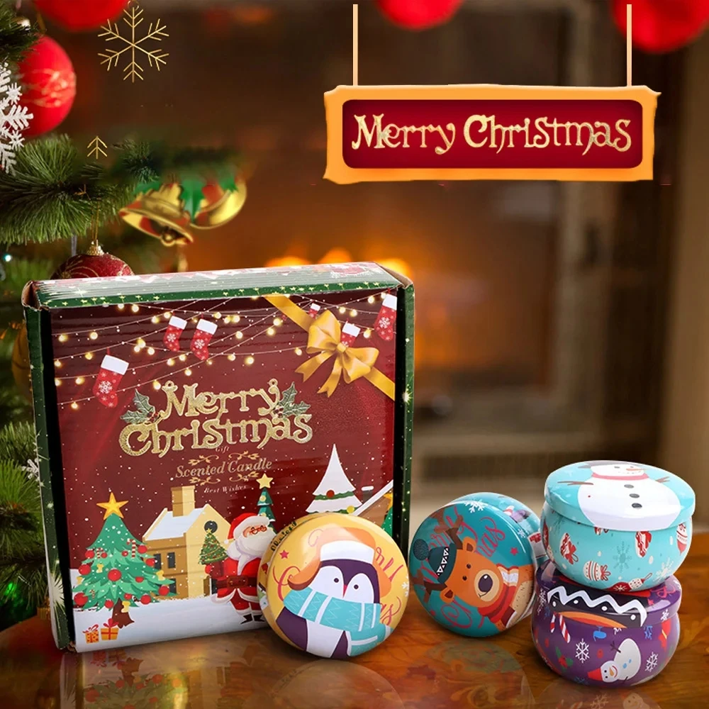 Juego de velas de hojalata, aceite esencial de cera de soja, vela perfumada Floral seca, regalo de cumpleaños y boda, decoración del hogar, 1 caja de 6