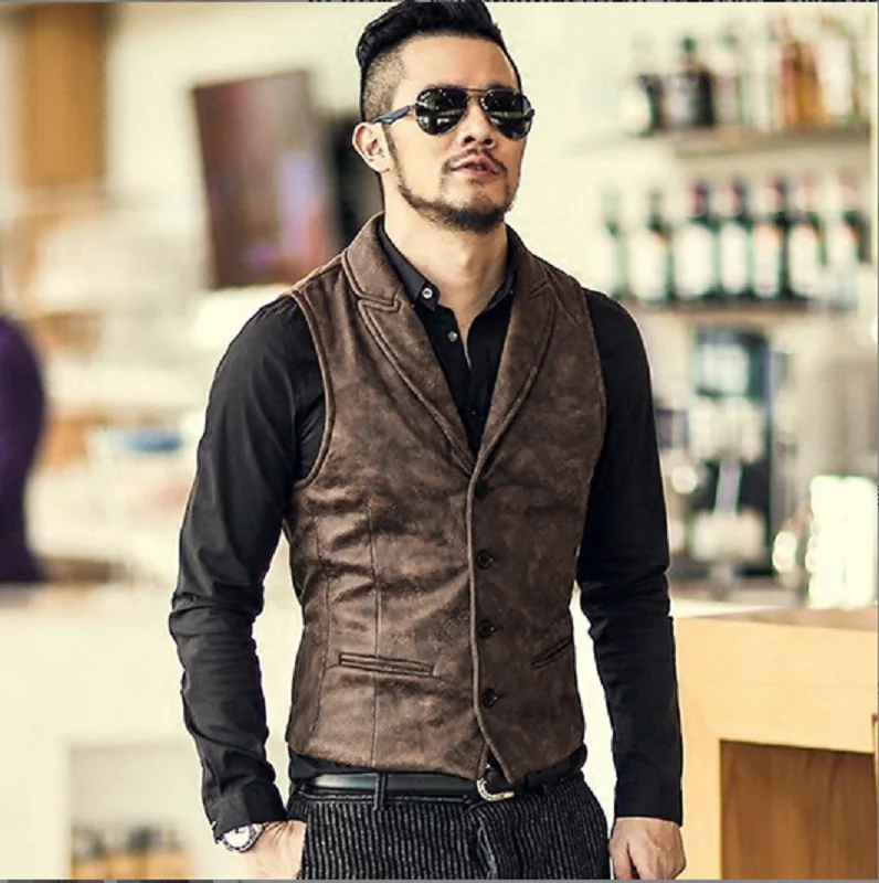 

2022 New High Quality Men Vest Korean fashion new suede single-breasted coat Casual vest