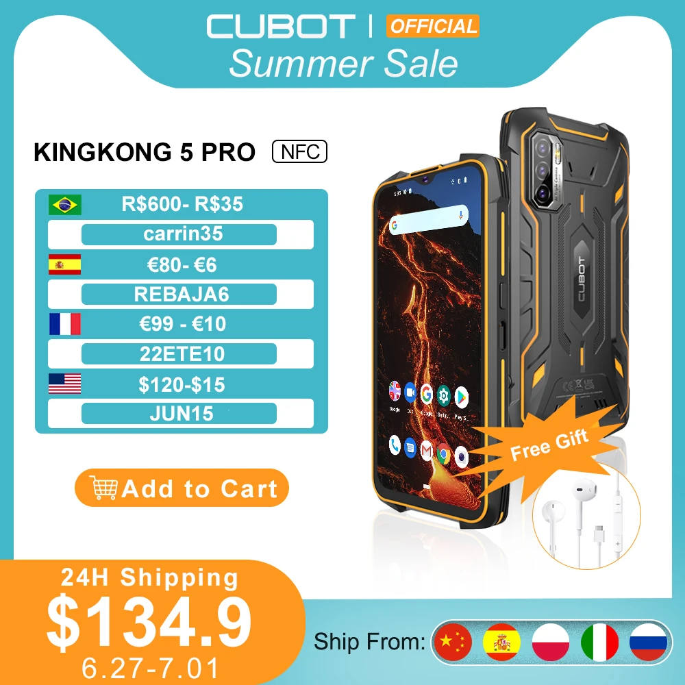 Cubot KingKong 5 Pro Android11 Smartphone Wytrzymały smartfon 2021 Wodoodporny IP68/IP69K/MIL-STD-810 duża bateria 8000mAh 4+64GB Rozszerzona 48MP Potrójny aparat Globalny 4G LTE Dual SIM NFC GPS GLONASS Beidou 1 Cubot KingKong 5 Pro Android11 Smartphone Wytrzymały smartfon 2021 Wodoodporny IP68/IP69K/MIL-STD-810 duża bateria 8000mAh 4+64GB Rozszerzona 48MP Potrójny aparat Globalny 4G LTE Dual SIM NFC GPS GLONASS Beidou 1