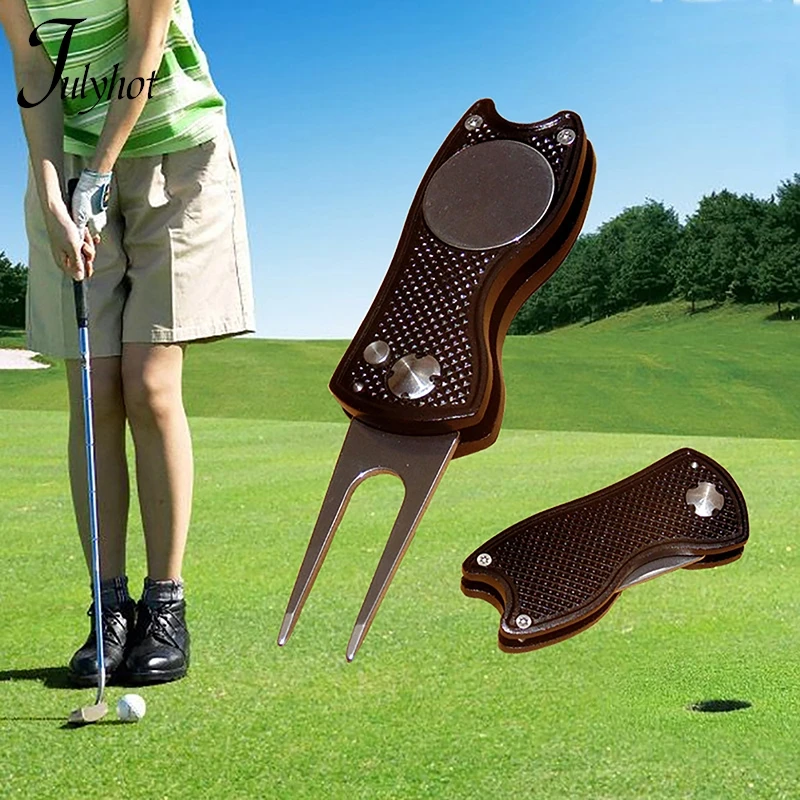

Metal Foldable Golf Divot Repair Tool With Magnetic Ball Marker And Pop-up Button Green Tool Accessories Gift For Golfer