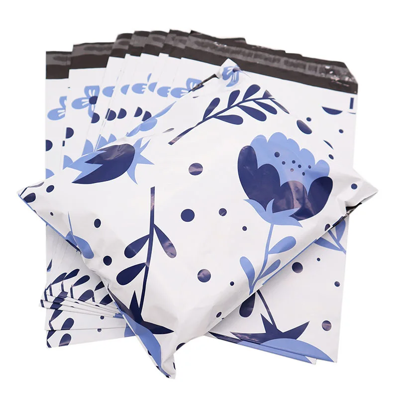 50Pcs Flower Printed Shipping Bags 10x13inch Plastic Envelope Small Business Supplies Clothing Packaging Courier Bag Pouches 100pcs shipping envelope thicken poly clothing mailing bags flower printing courier storage bag waterproof plastic express pouch