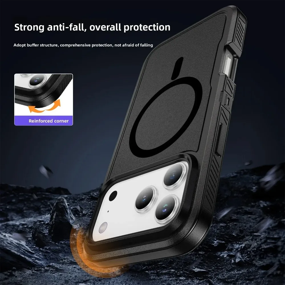 Military-Grade Anti-Slip Armor Case with MagSafe Charging Protection