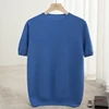 Spring Summer Men's Short Sleeved Pure Wool T-Shirt Sweater O-neck Solid Color Loose Pullover Knitted Sweater Casual Top 2