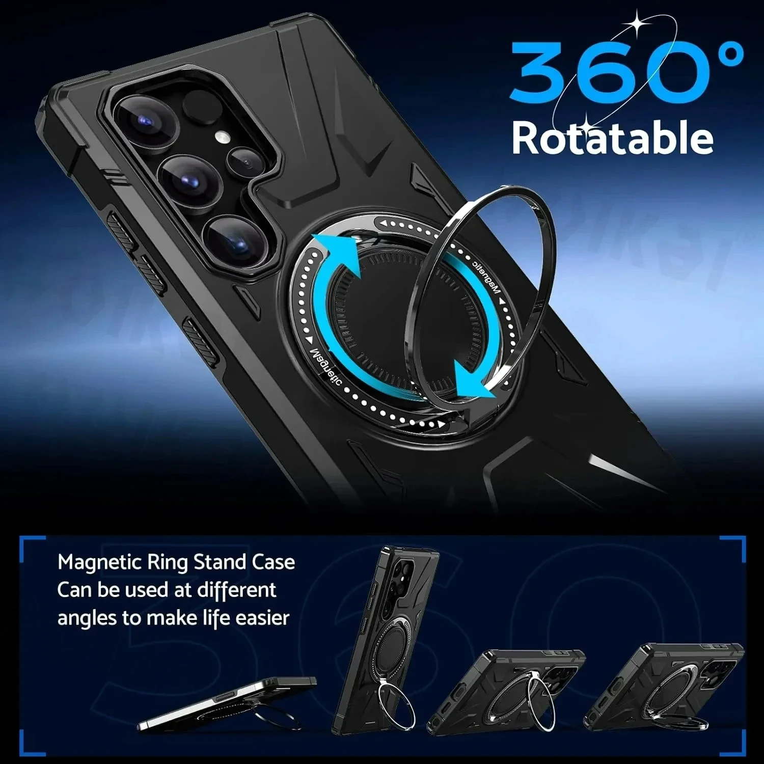 Magnetic Ring Holder Kickstand Protective Case with Stand