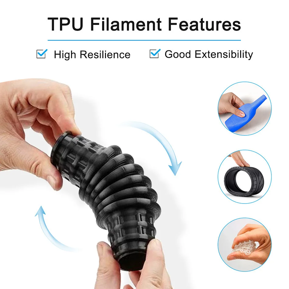 recycled plastic 3d printer filament SUNLU TPU Filament Flexible 0.5KG/roll Non-toxic Material For 3D Printer 1.75mm Flexible TPU Consumable High Toughness polystyrene 3d printing