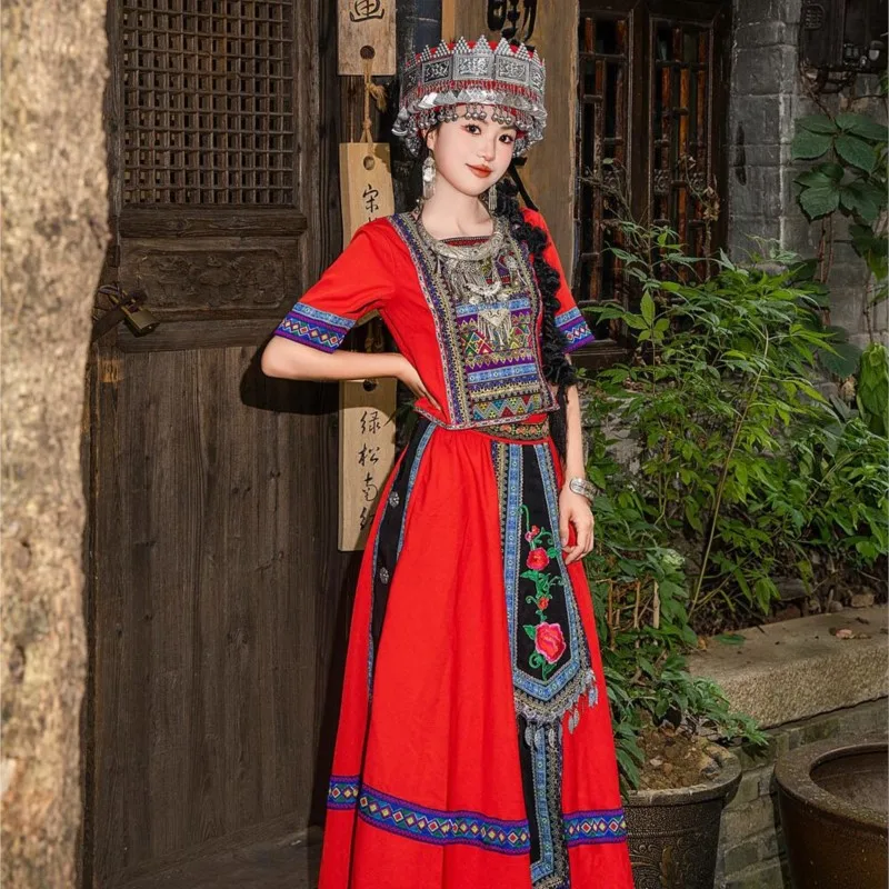 

New Li Ethnic Costume Adult Women's Dancing Dress Performance Costumes Long Trip Shoot