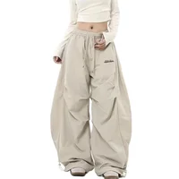 Casual Chic Sweatpant Retro Matching Oversize Women's Wide Leg Pant Low Waist Drawstring Lady Cargo Pants Y2K Hip Hop Streetwear