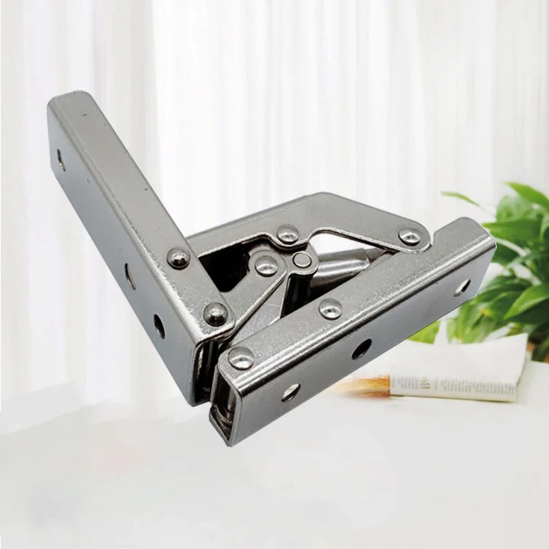 2Pcs/Set 90 Degree Self-Locking Folding Hinges Brackets Spring Folding Hinge