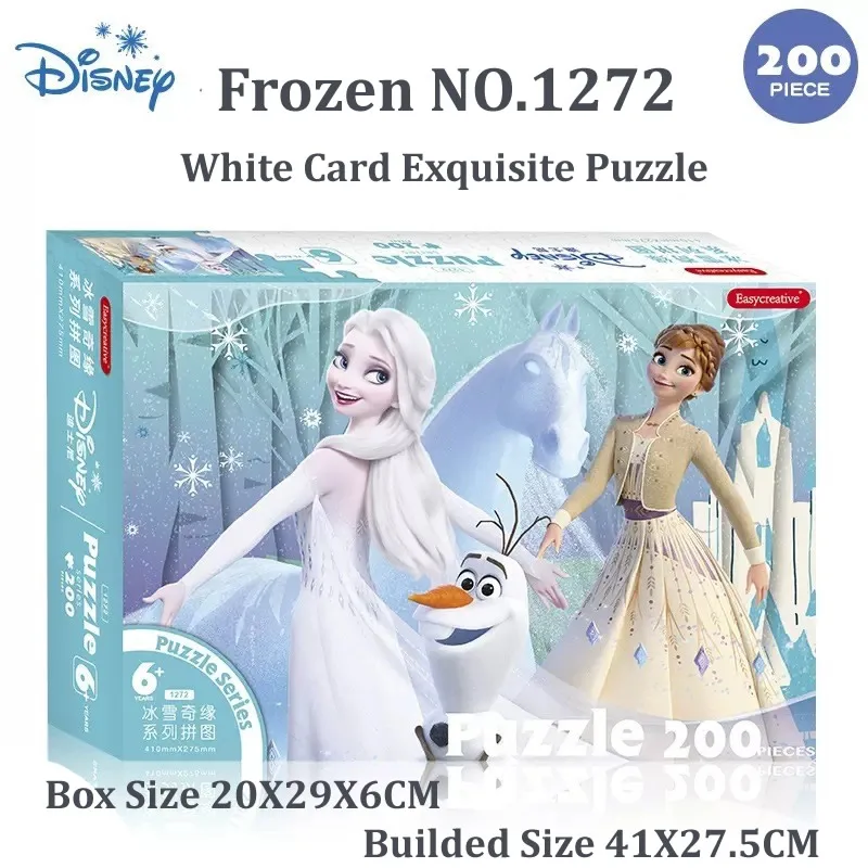 

Disney Frozen Cartoon White Card Exquisite Jıgsaw Puzzle 200PCS children's educational Toys For Kids Xmas Gift With Box