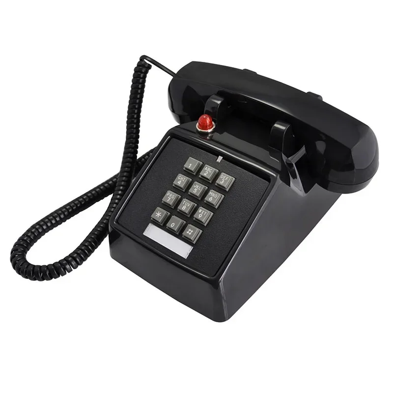 

Dual Line Interface Corded Desk Telephone with Loud Ringer, Red Light Flash, Retro 1-Handset Landline Phone for Home, Office